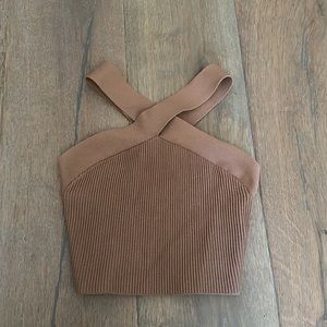 Aritzia Babaton Sculpt Knit Criss Cross Cropped Tank